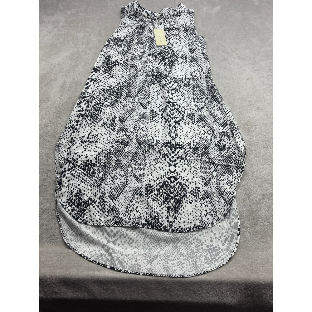 Alex & Lili Dress Womens Large White Black Snakeskin Sleeveless Rayon Boho Chic